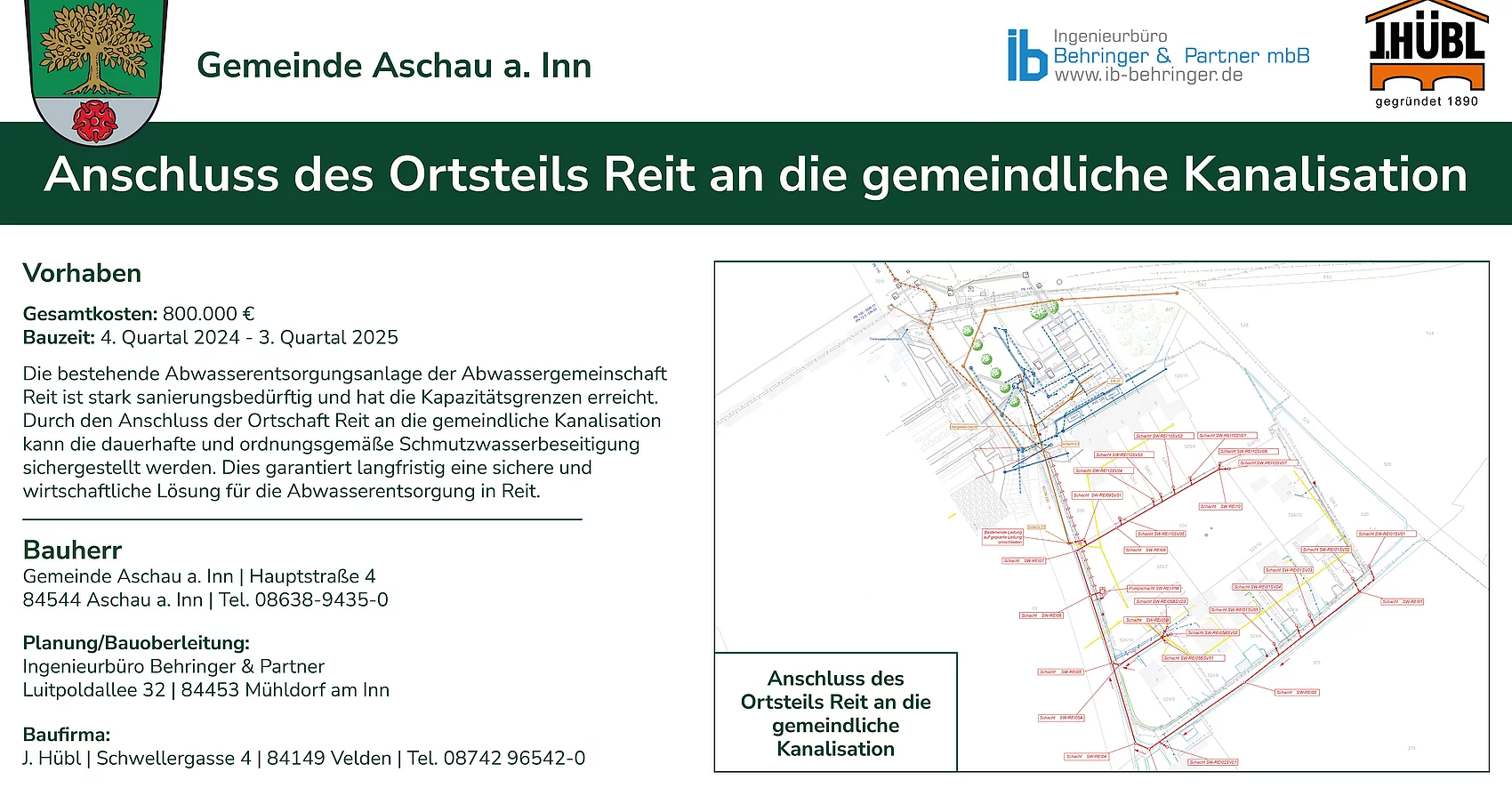 Bautafel Kanalisation Reit 